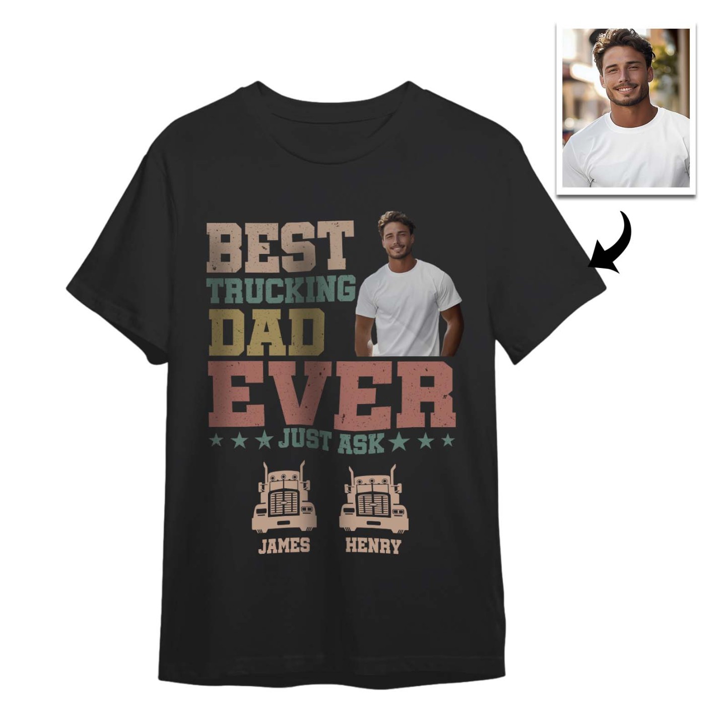 Custom Photo Text T-Shirt Personalized T-Shirt With Best Dad Ever Father's Day Gift