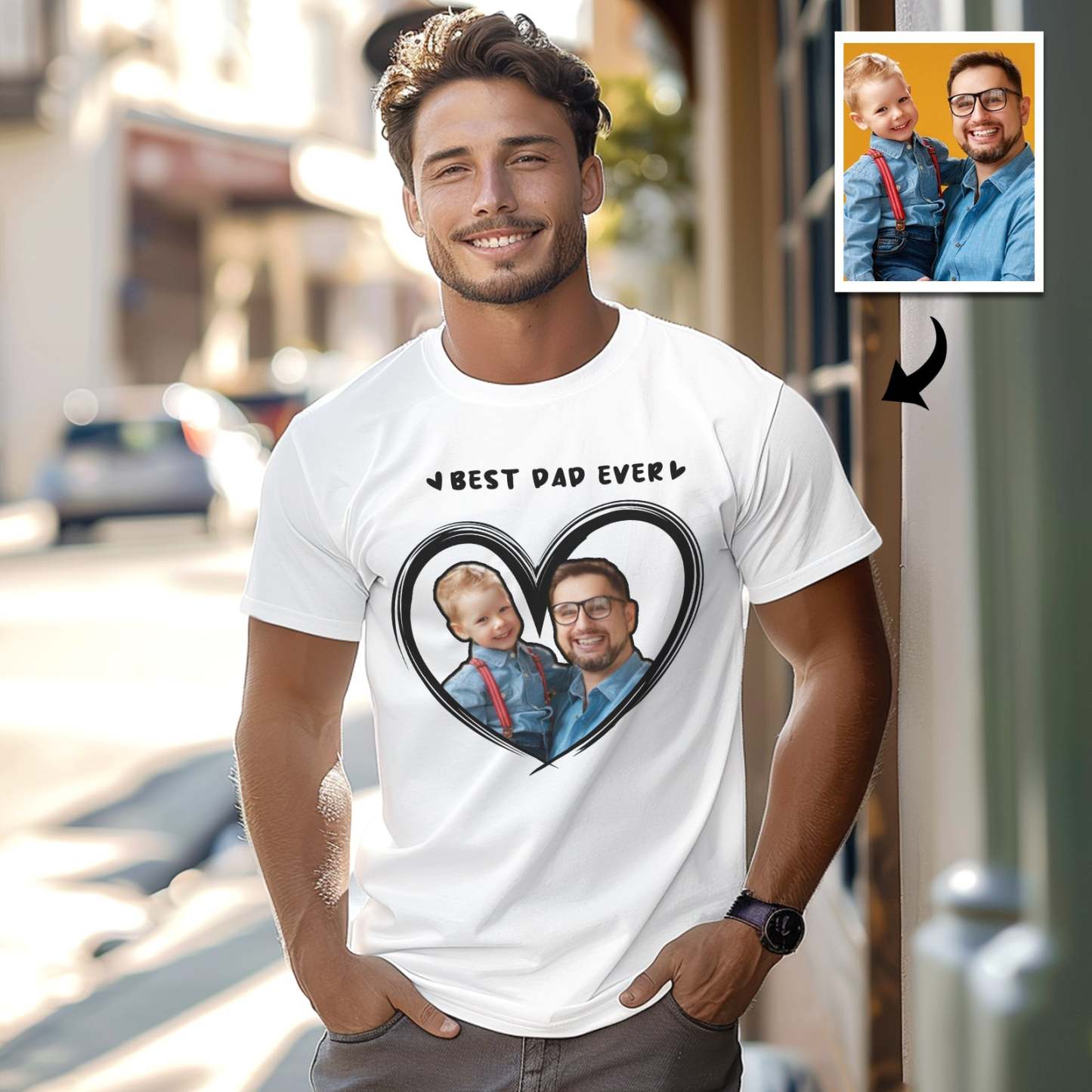 Custom Photo T-Shirt With Best Dad Ever Personalized Photo Men's T-Shirts Father's Day Gifts