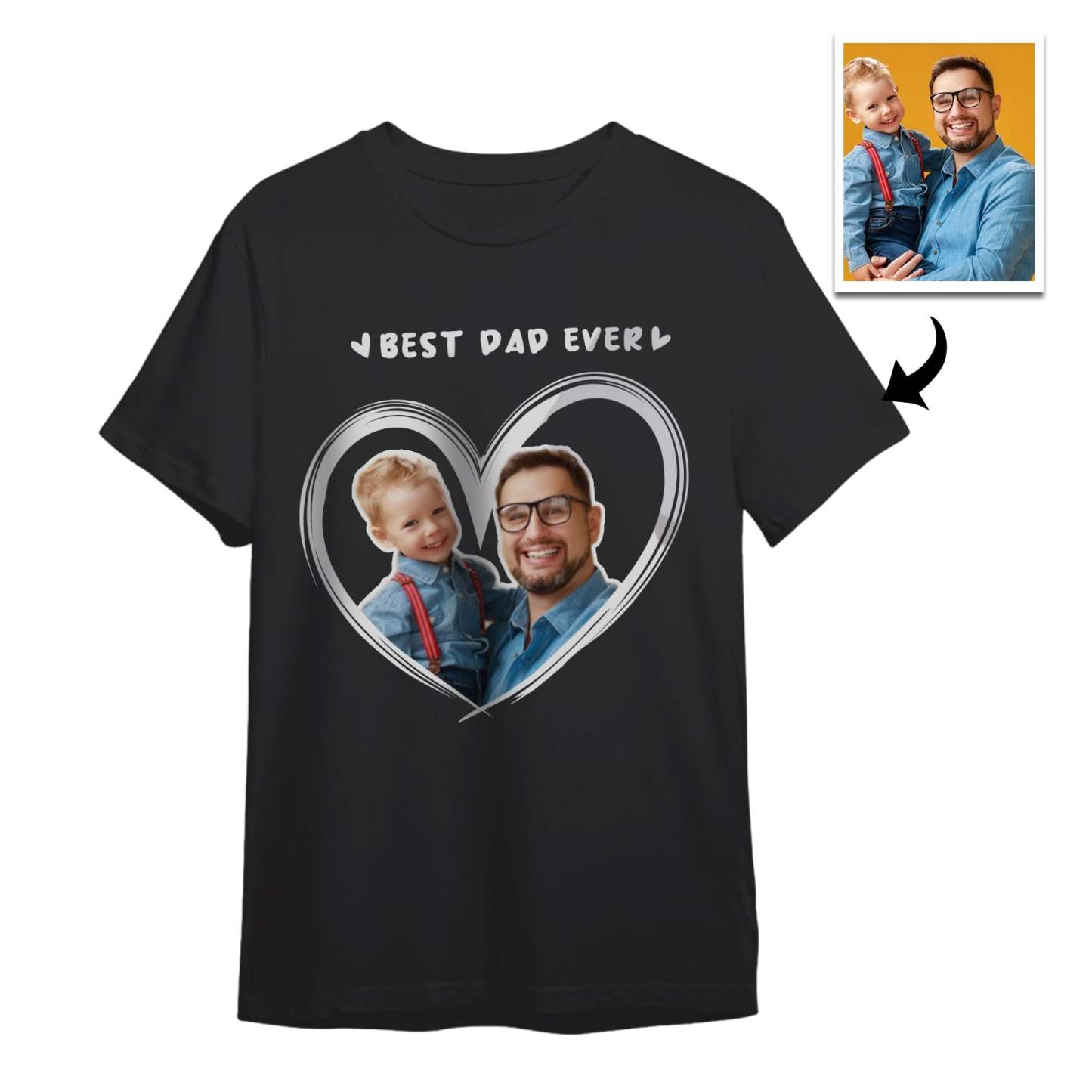 Custom Photo T-Shirt With Best Dad Ever Personalized Photo Men's T-Shirts Father's Day Gifts