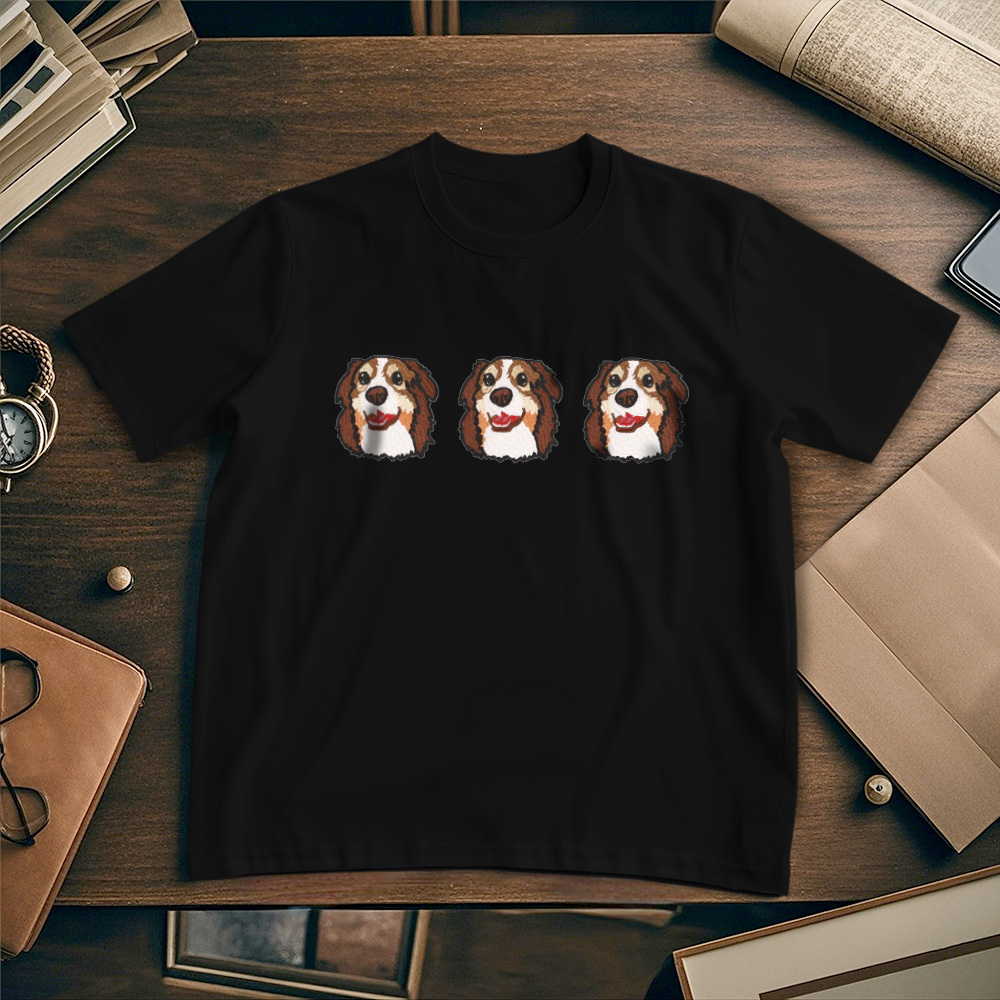 Custom Photo Vintage Tee Personalized Photo Name Pet Embroidery T-shirt for Pet Lover