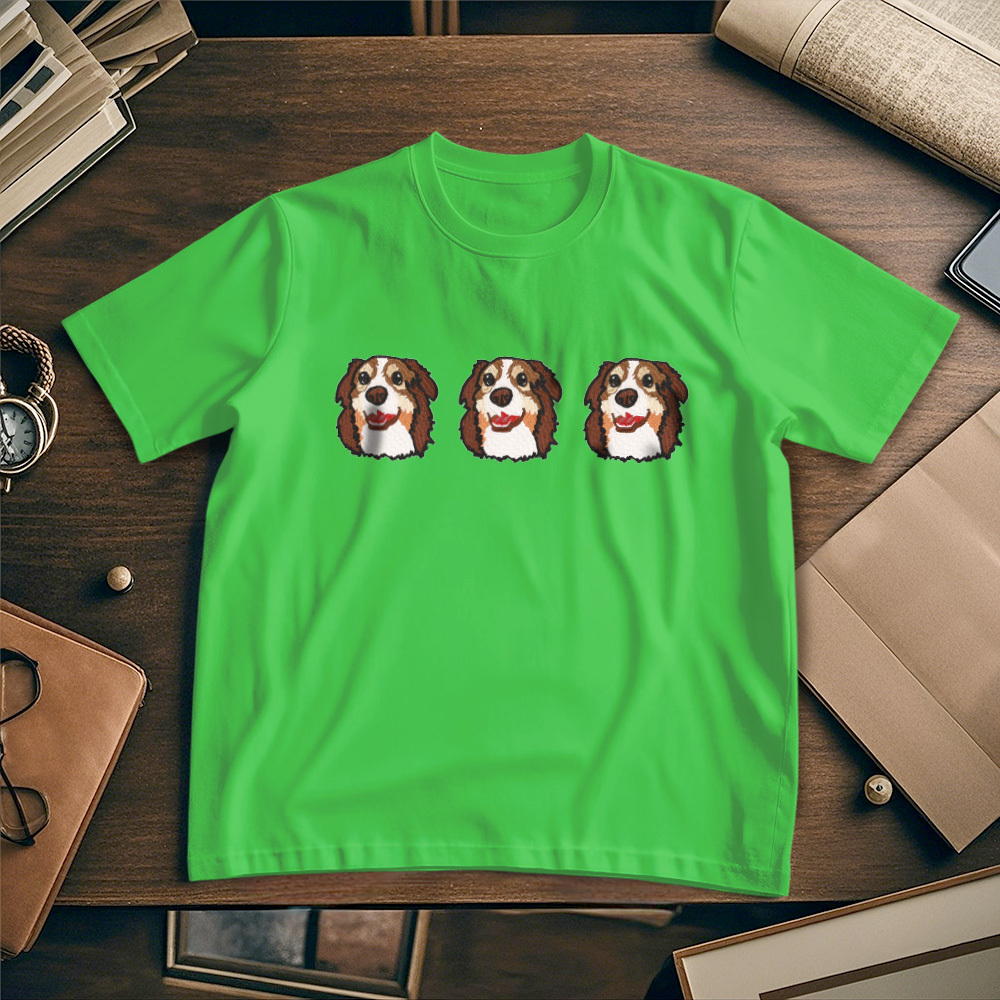 Custom Photo Vintage Tee Personalized Photo Name Pet Embroidery T-shirt for Pet Lover