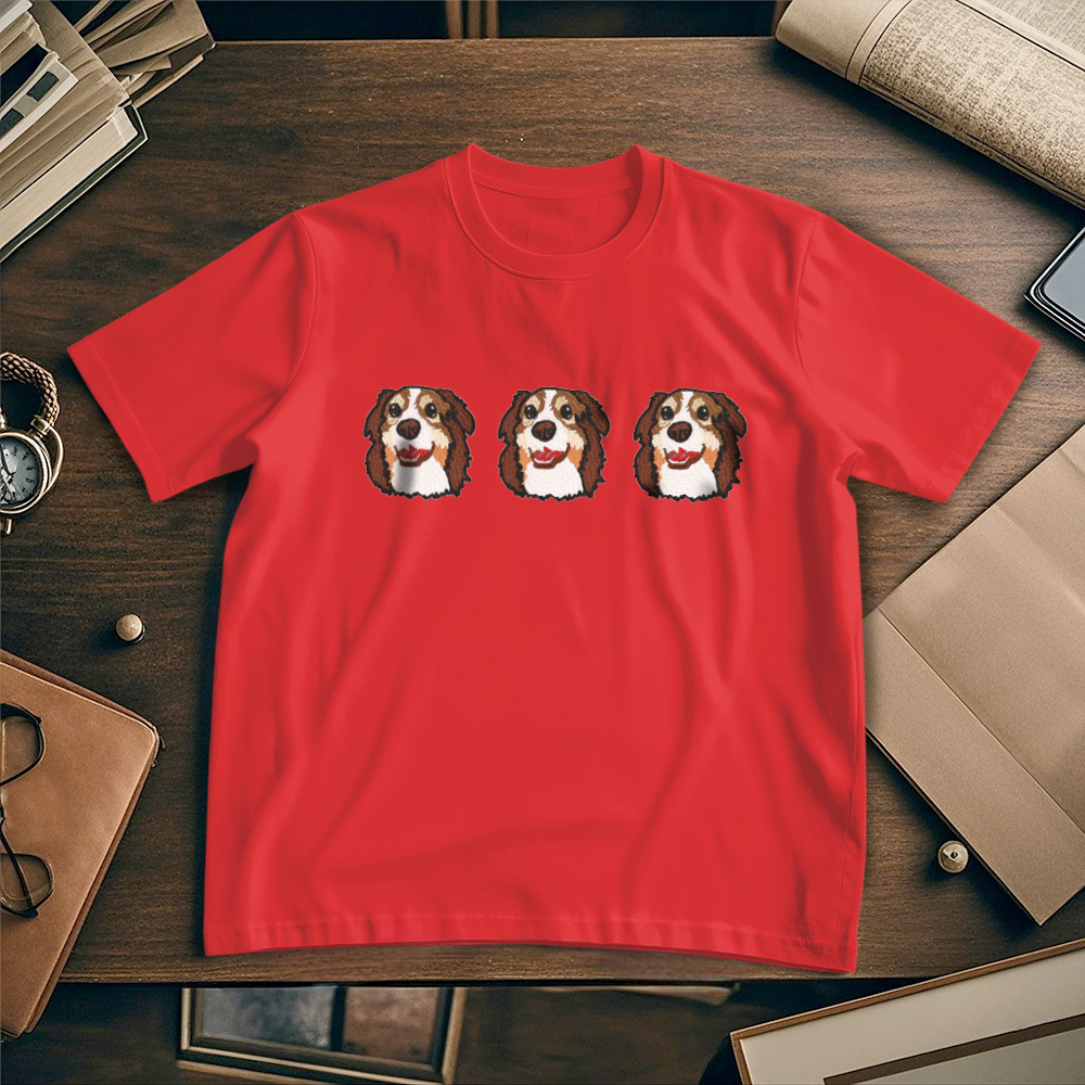 Custom Photo Vintage Tee Personalized Photo Name Pet Embroidery T-shirt for Pet Lover