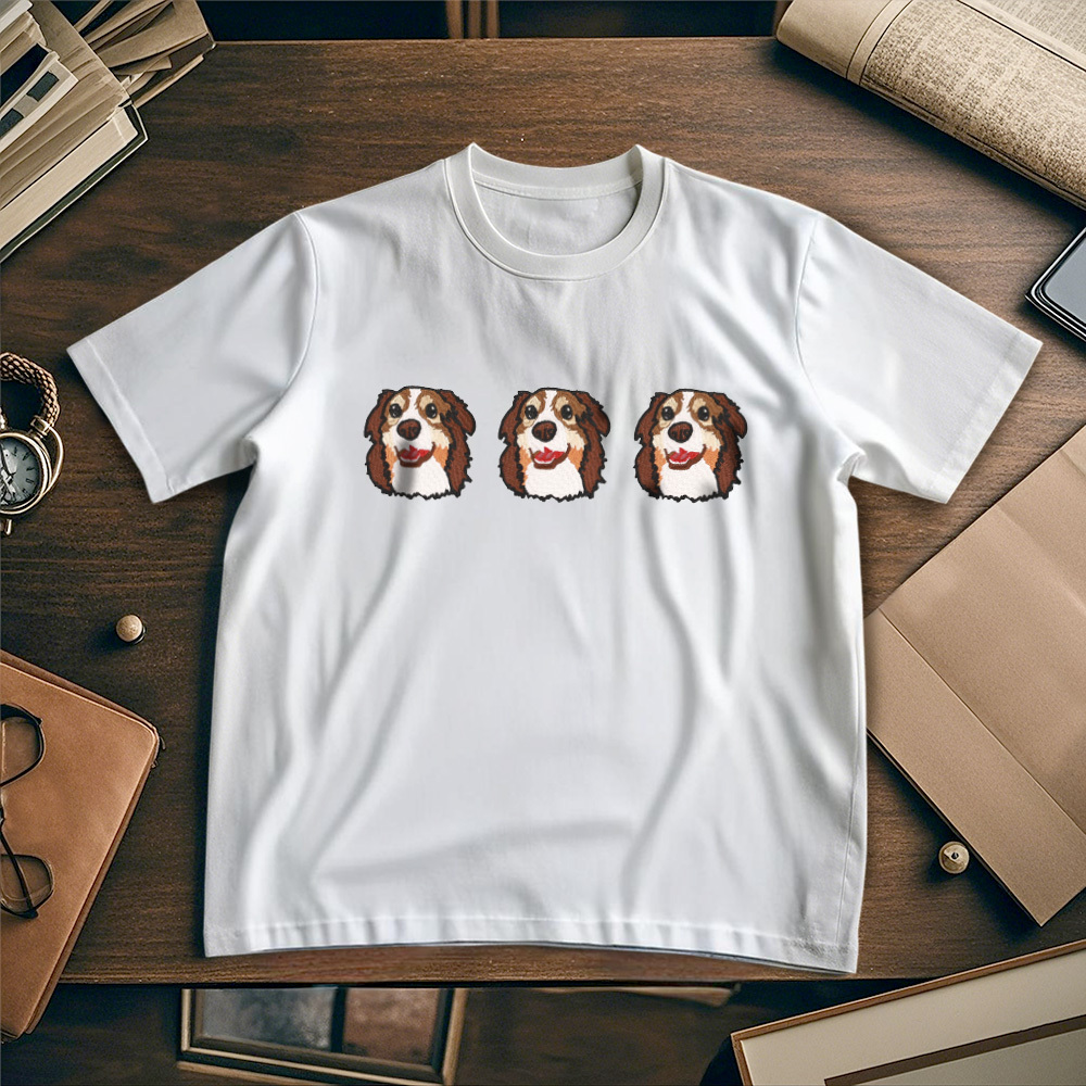 Custom Photo Vintage Tee Personalized Photo Name Pet Embroidery T-shirt for Pet Lover