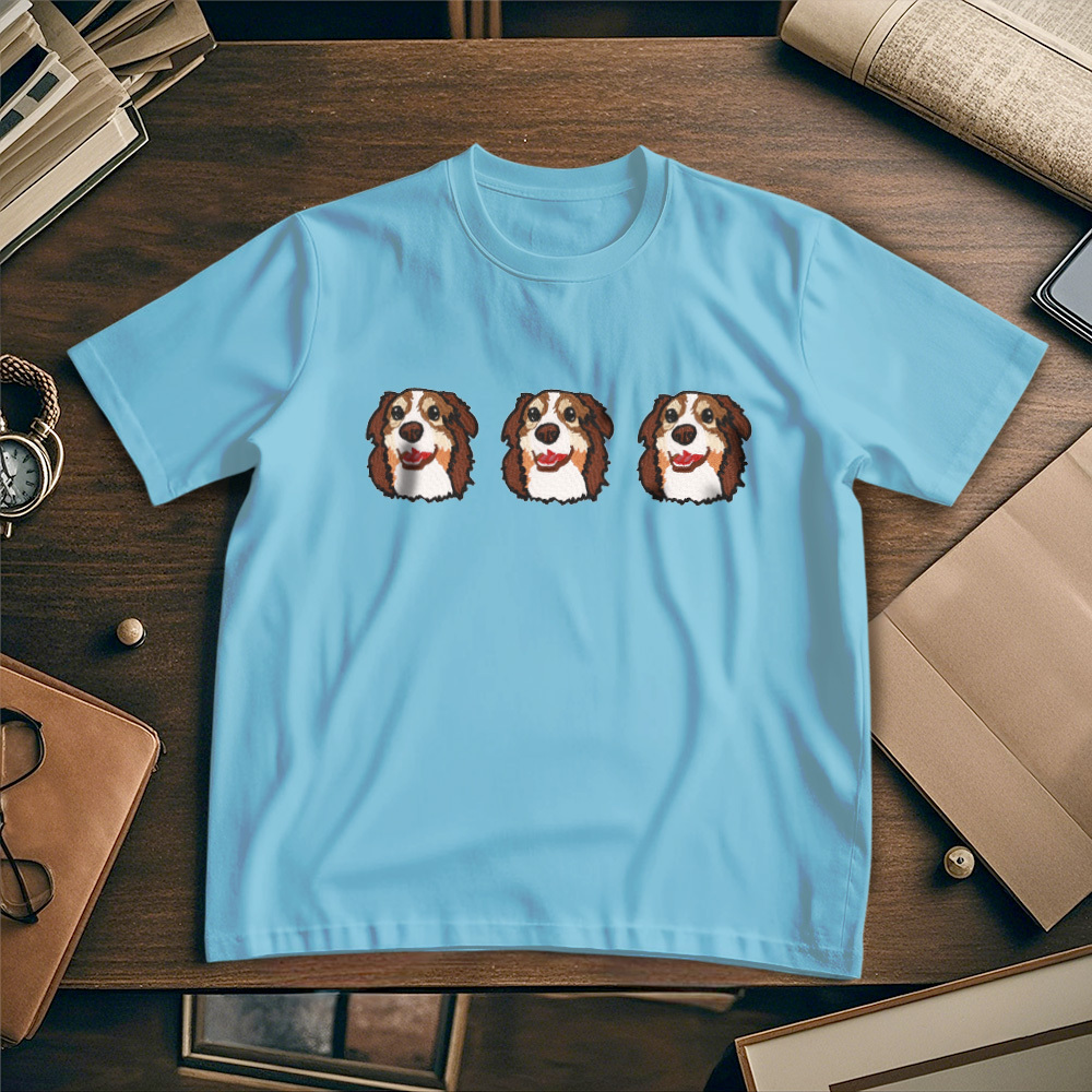 Custom Photo Vintage Tee Personalized Photo Name Pet Embroidery T-shirt for Pet Lover