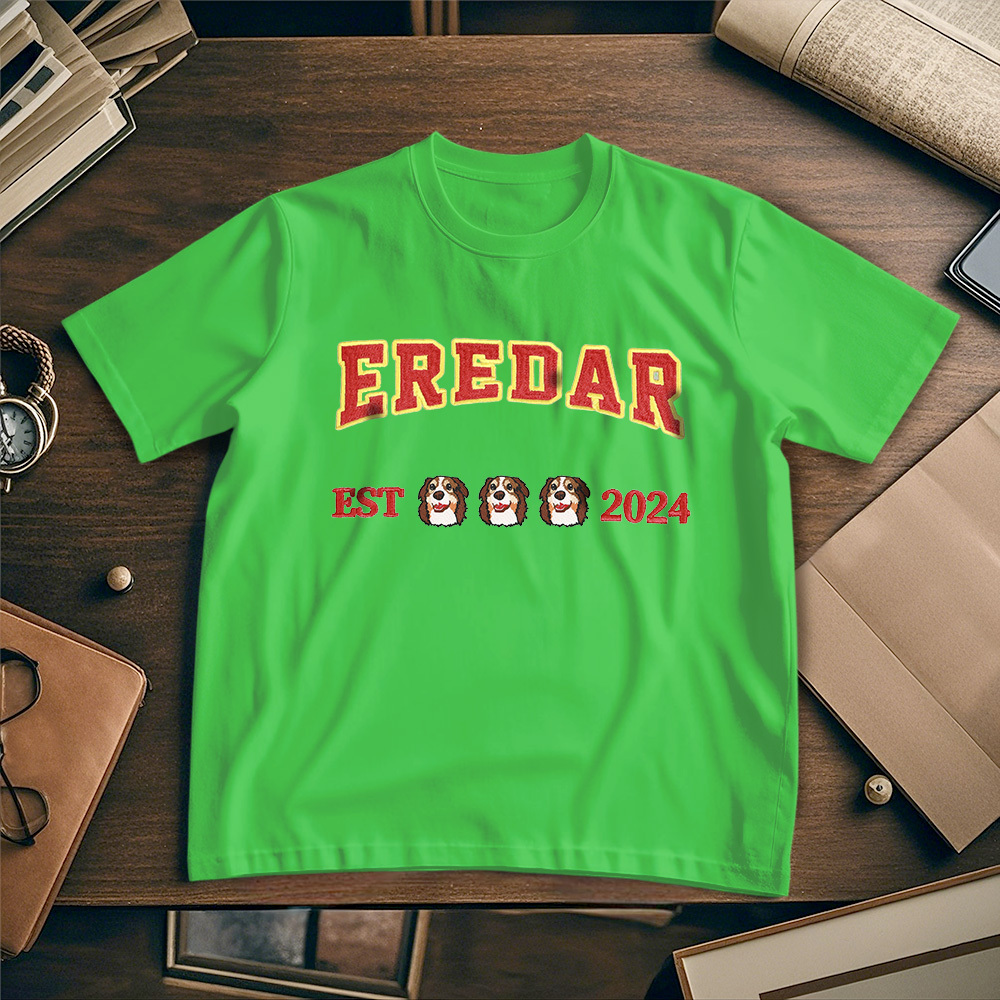 Custom Photo Vintage Tee Personalized Photo Name Pet Embroidery T-shirt for Pet Lover