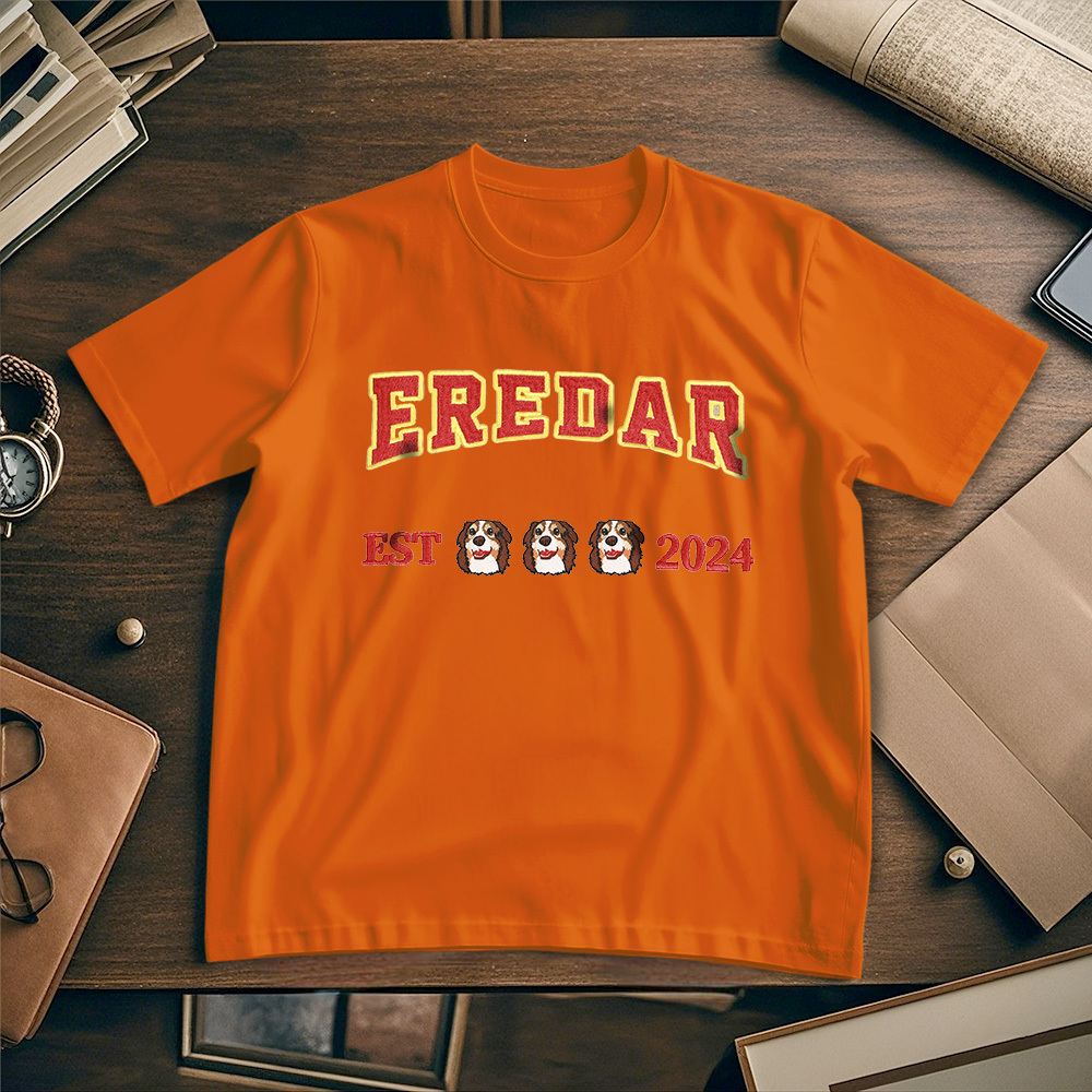 Custom Photo Vintage Tee Personalized Photo Name Pet Embroidery T-shirt for Pet Lover