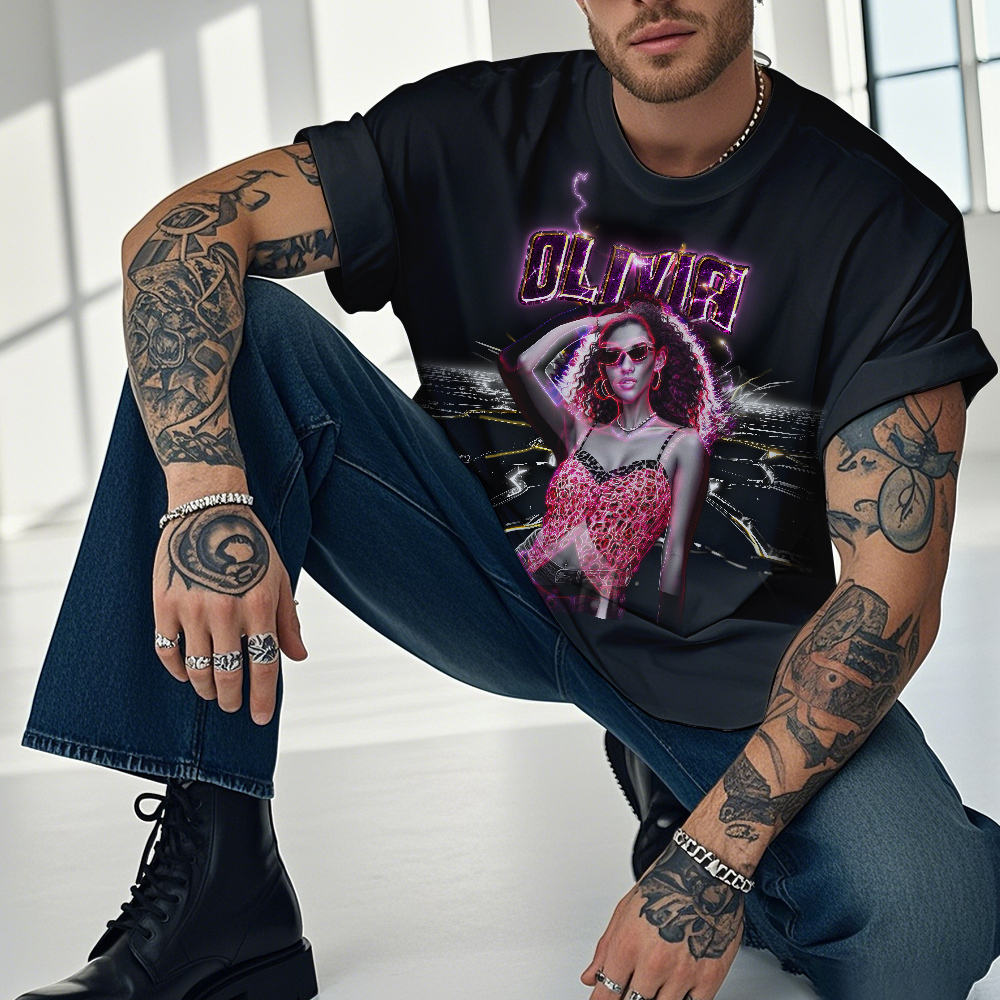 Personalized Photo Vintage Tee Retro Fashion T-shirts Custom Photo Christmas Gifts - MyPhotoSocks