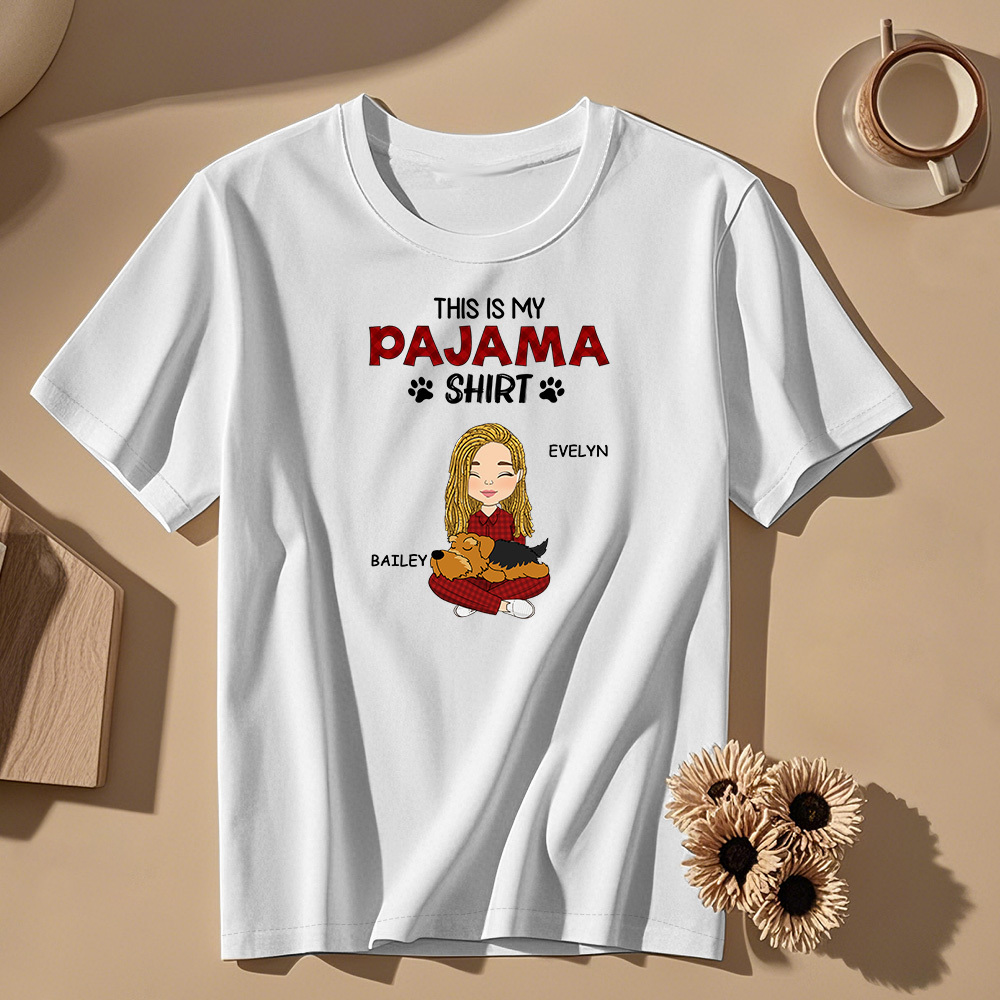 Custom Name Cartoon Sleeping Pet T-shirt Personalized Unisex T-Shirt Mothers Day Gift T-Shirt - MyPhotoSocks