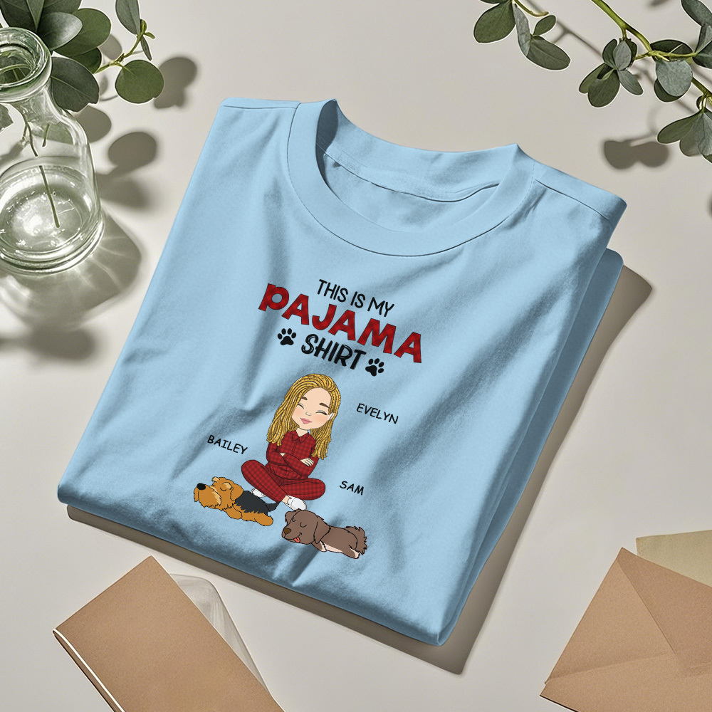 Custom Name Cartoon Sleeping Pet T-shirt Personalized Unisex T-Shirt Mothers Day Gift T-Shirt - MyPhotoSocks