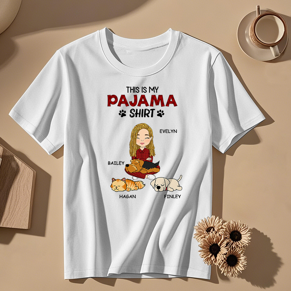 Custom Name Cartoon Sleeping Pet T-shirt Personalized Unisex T-Shirt Mothers Day Gift T-Shirt - MyPhotoSocks