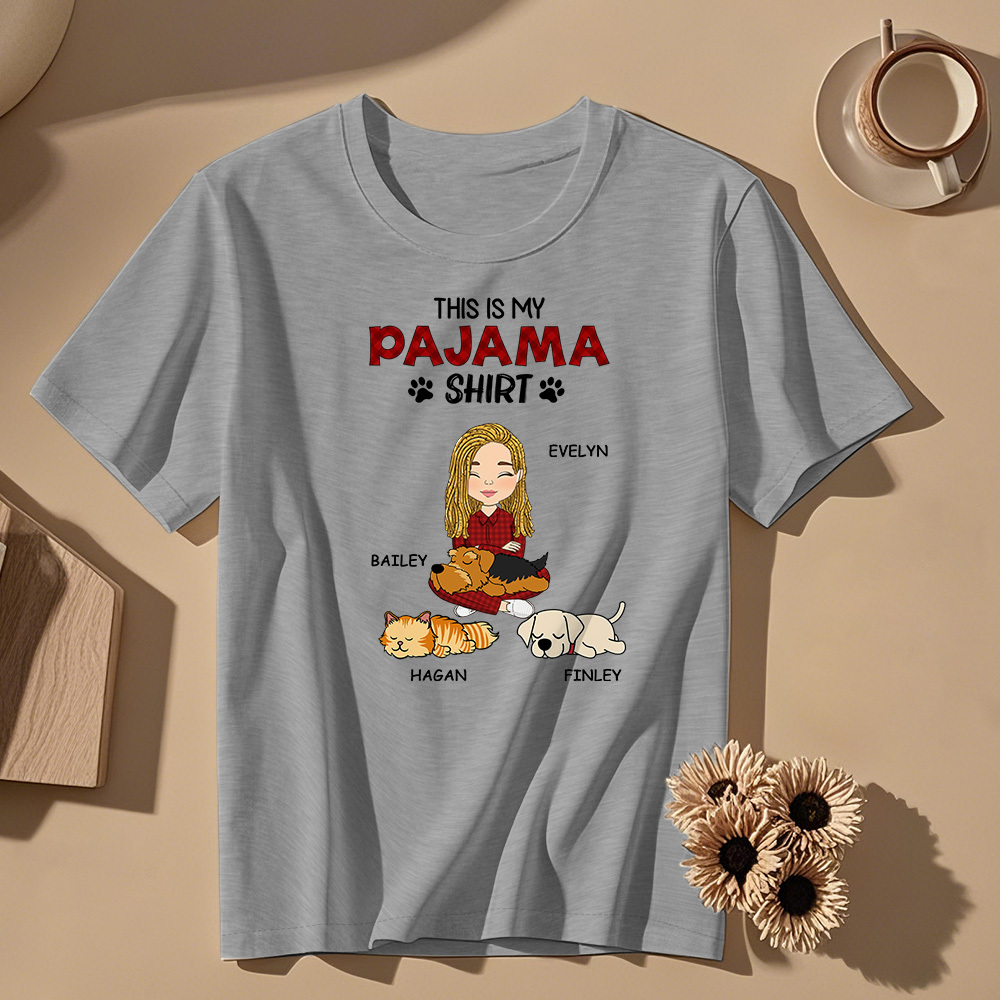 Custom Name Cartoon Sleeping Pet T-shirt Personalized Unisex T-Shirt Mothers Day Gift T-Shirt - MyPhotoSocks
