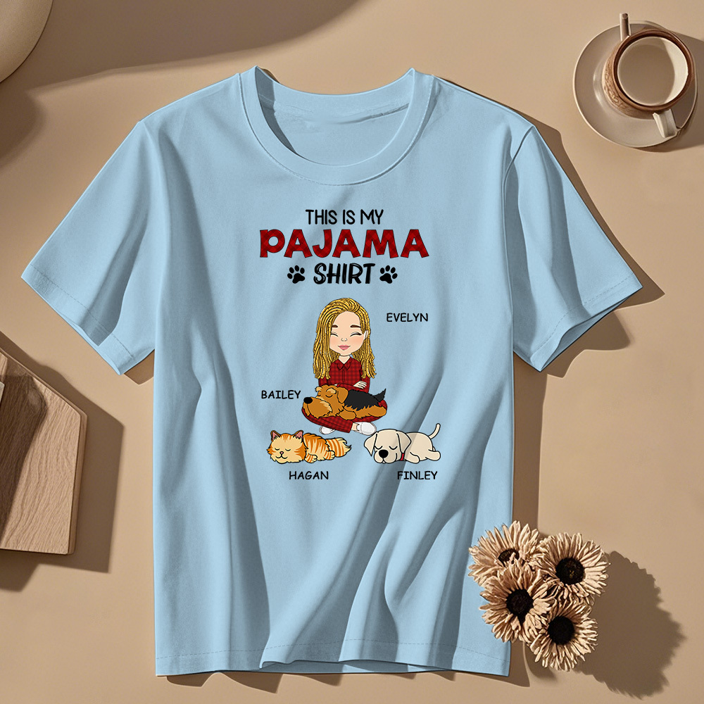 Custom Name Cartoon Sleeping Pet T-shirt Personalized Unisex T-Shirt Mothers Day Gift T-Shirt - MyPhotoSocks