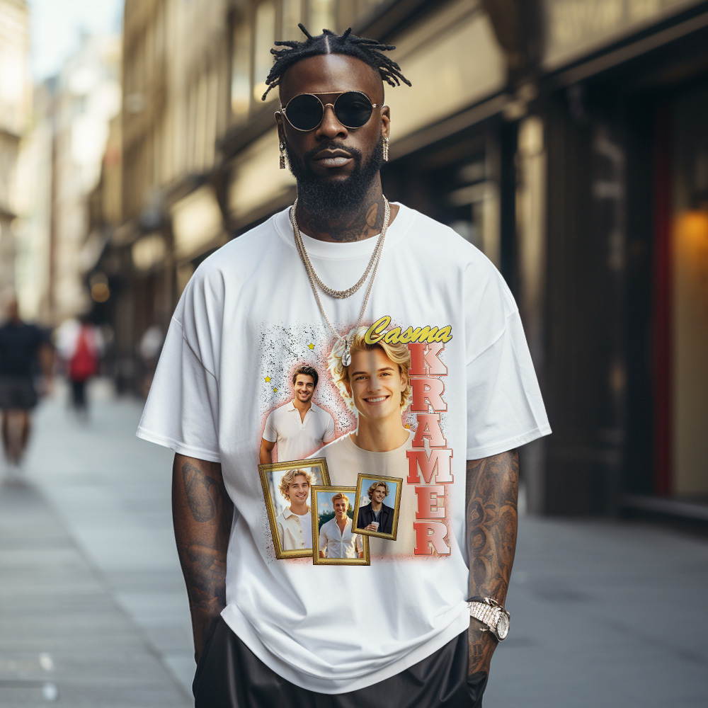 Custom Vintage Photo Tee Personalized Retro Fashion T-Shirts for Gift 90s Vintage