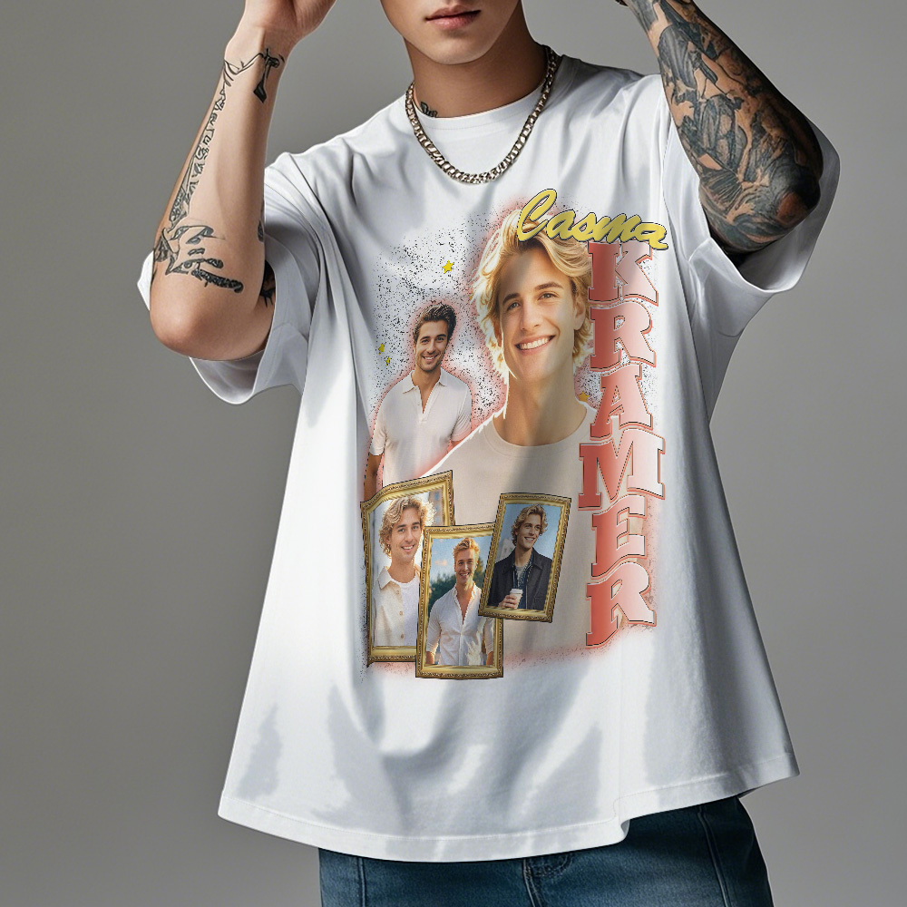 Custom Vintage Photo Tee Personalized Retro Fashion T-Shirts for Gift 90s Vintage