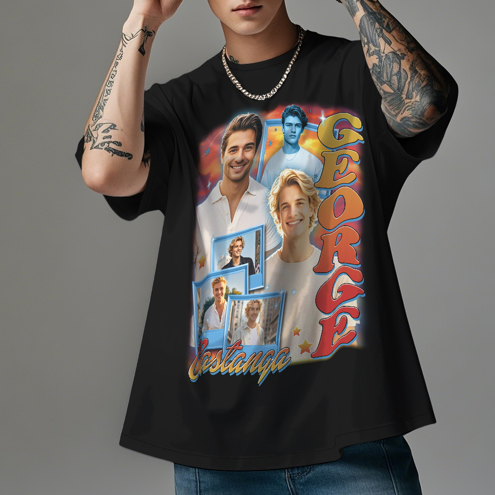 Custom Vintage Photo Tee Personalized Retro Fashion T-Shirts for Christmas Gifts
