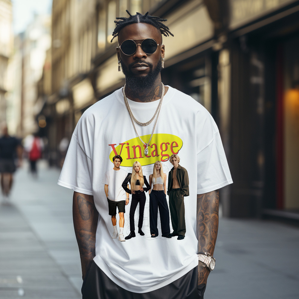 Custom Vintage Photo Tee Personalized Retro T-Shirts for Gift 90s Vintage Gifts for Him