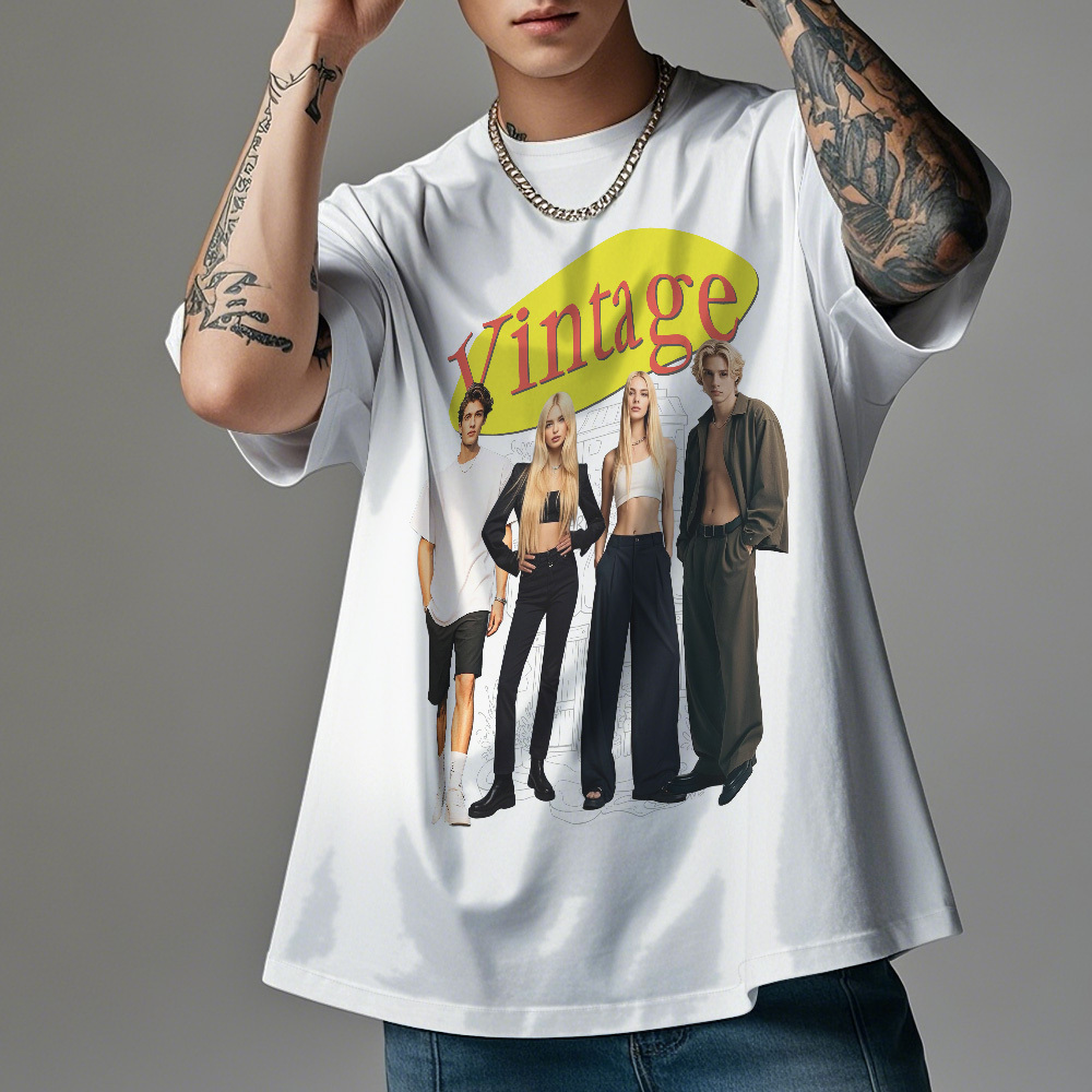 Custom Vintage Photo Tee Personalized Retro Fashion T-Shirts for Christmas Gifts