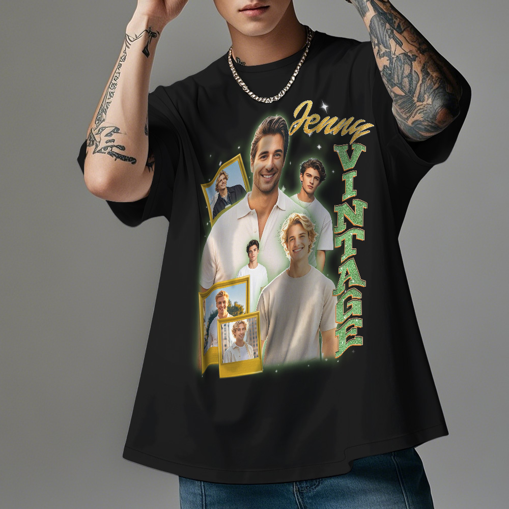 Custom Vintage Photo Tee Personalized Retro Fashion T-Shirts for Christmas Gifts