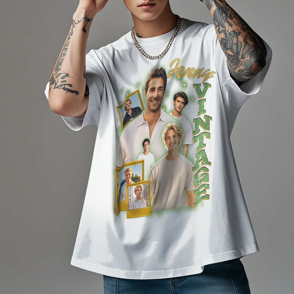 Custom Vintage Photo Tee Personalized Retro T-Shirts for Gift 90s Vintage Gifts for Lover