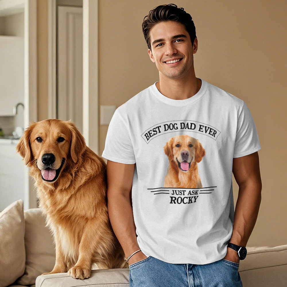 Custom Photo Vintage T-Shirt Personalized Dog Dad Vintage Tee Gift Idea