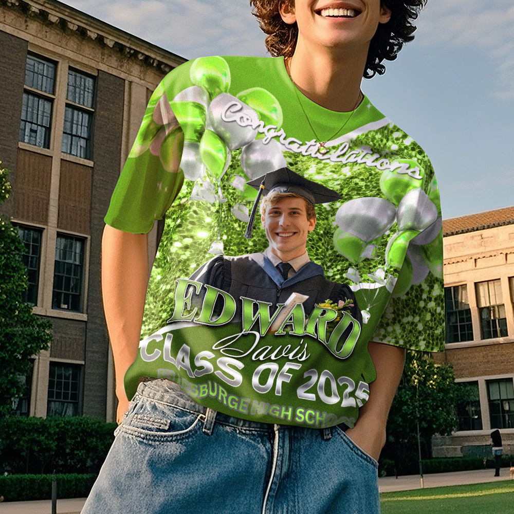 Personalized Photo 3D Graduation T-Shirt with Name & Year Gift - MyFaceBoxer