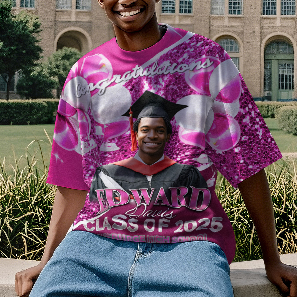 Personalized Photo 3D Graduation T-Shirt with Name & Year Gift - MyFaceBoxer