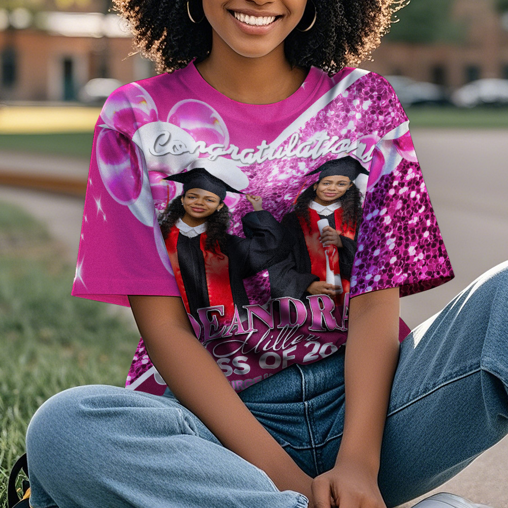 Personalized Photo 3D Graduation T-Shirt with Name & Year Gift - MyFaceBoxer