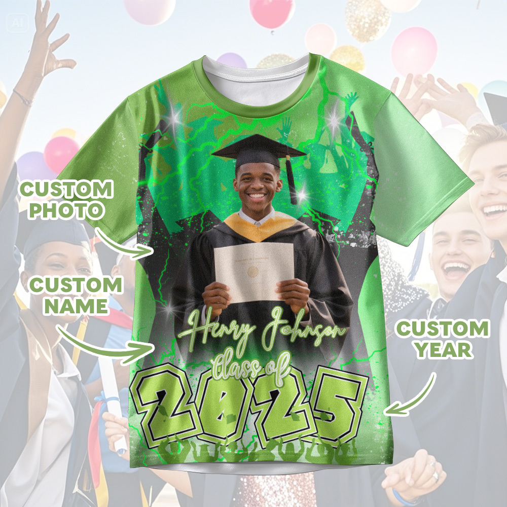 Custom 3D Graduation Shirt Personalized with Name & Year Gift for Her