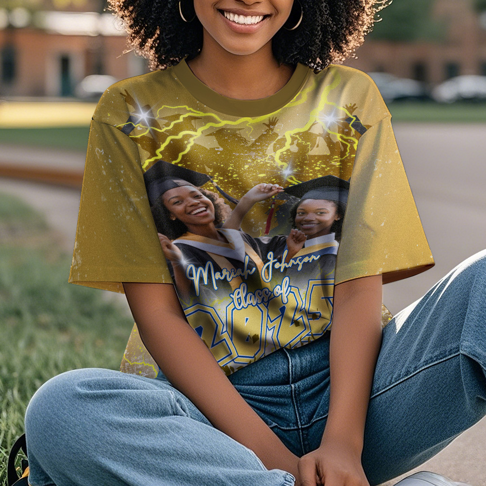 Custom 3D Graduation Shirt Personalized with Name & Year Gift for Her
