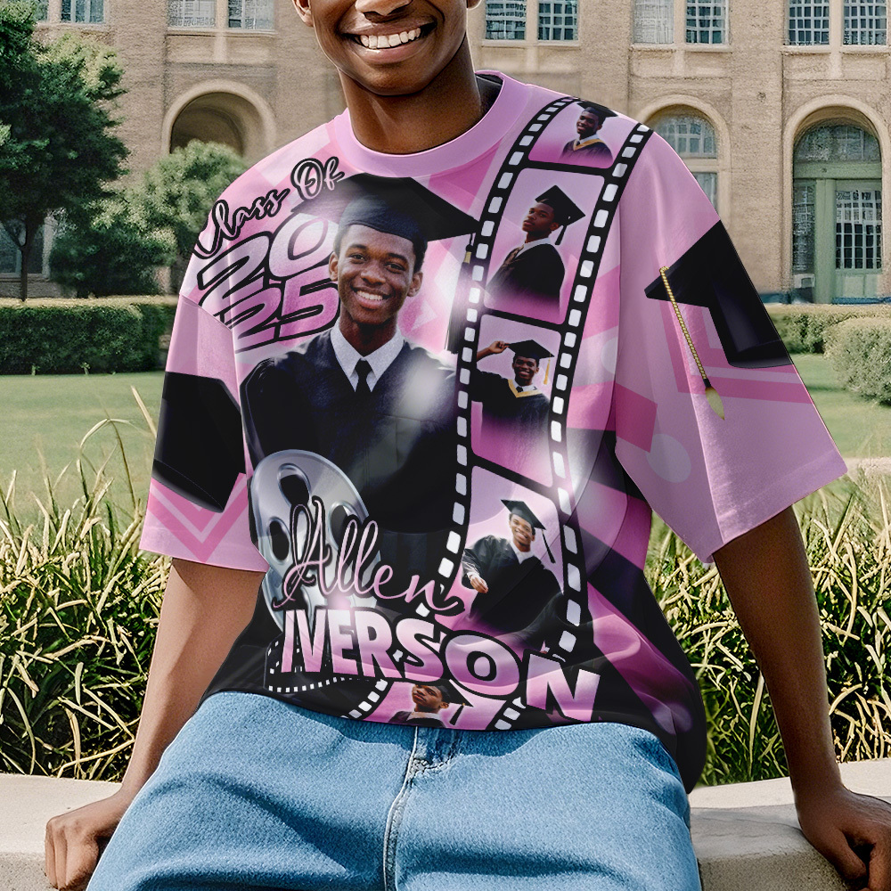 Custom 3D Graduation Shirt Personalized All Over Print Graduation T-Shirt with Name & Year