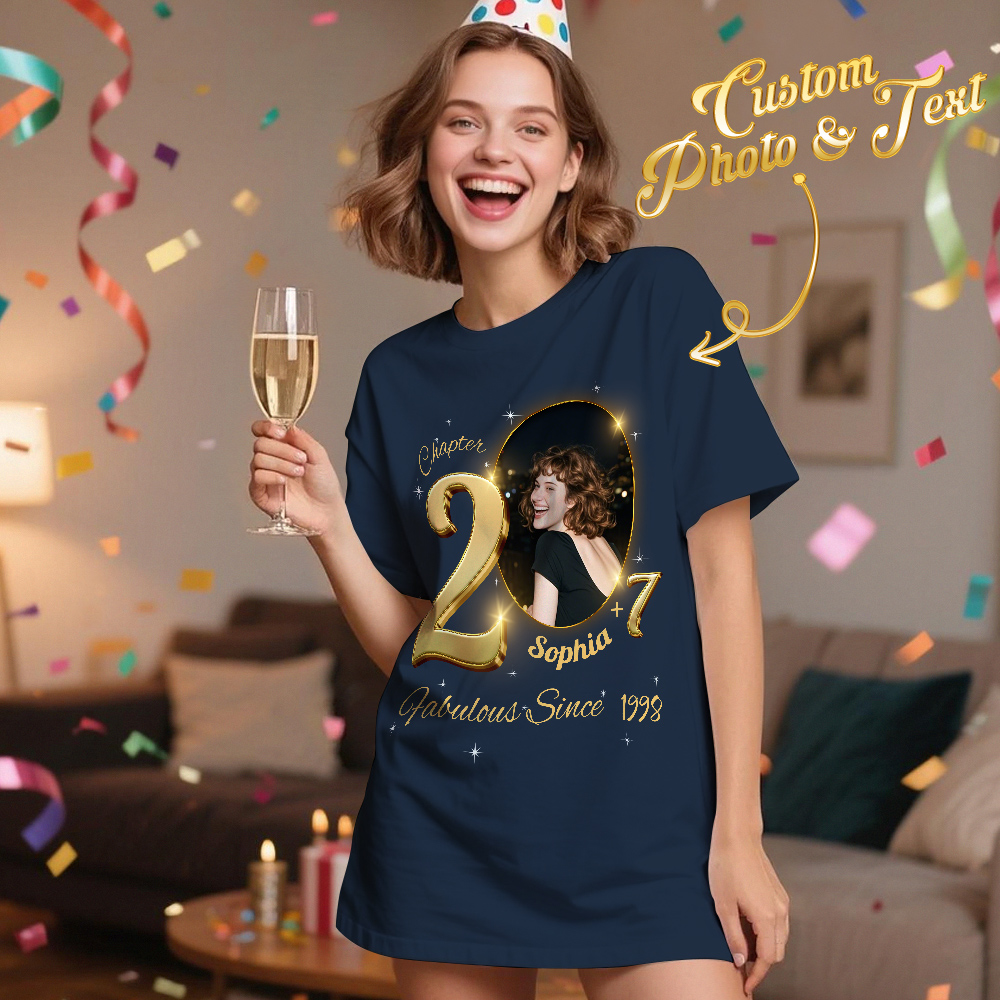 Custom Photo Vintage Tee Personalized Name Blue T-shirt Fabulous Since Year Ideas Birthday T Shirt - MyPhotoSocks