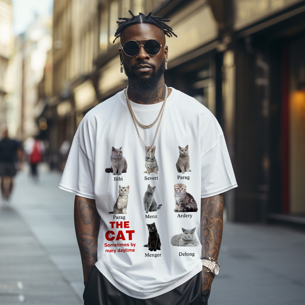 Custom Cat Photo and Name T-Shirt Personalized Pet Shirt for Women Men Cat Mom or Dad Gift - MyPhotoSocks