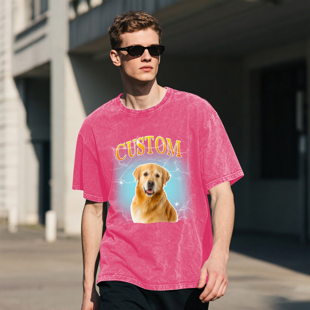 Custom Comfort Colors Vintage Bootleg Pet Shirt Pet Photo Name Custom Dog Portrait Personalized Shirt Custom T Shirts Cat Shirt 90's Tee - MyPhotoSocks