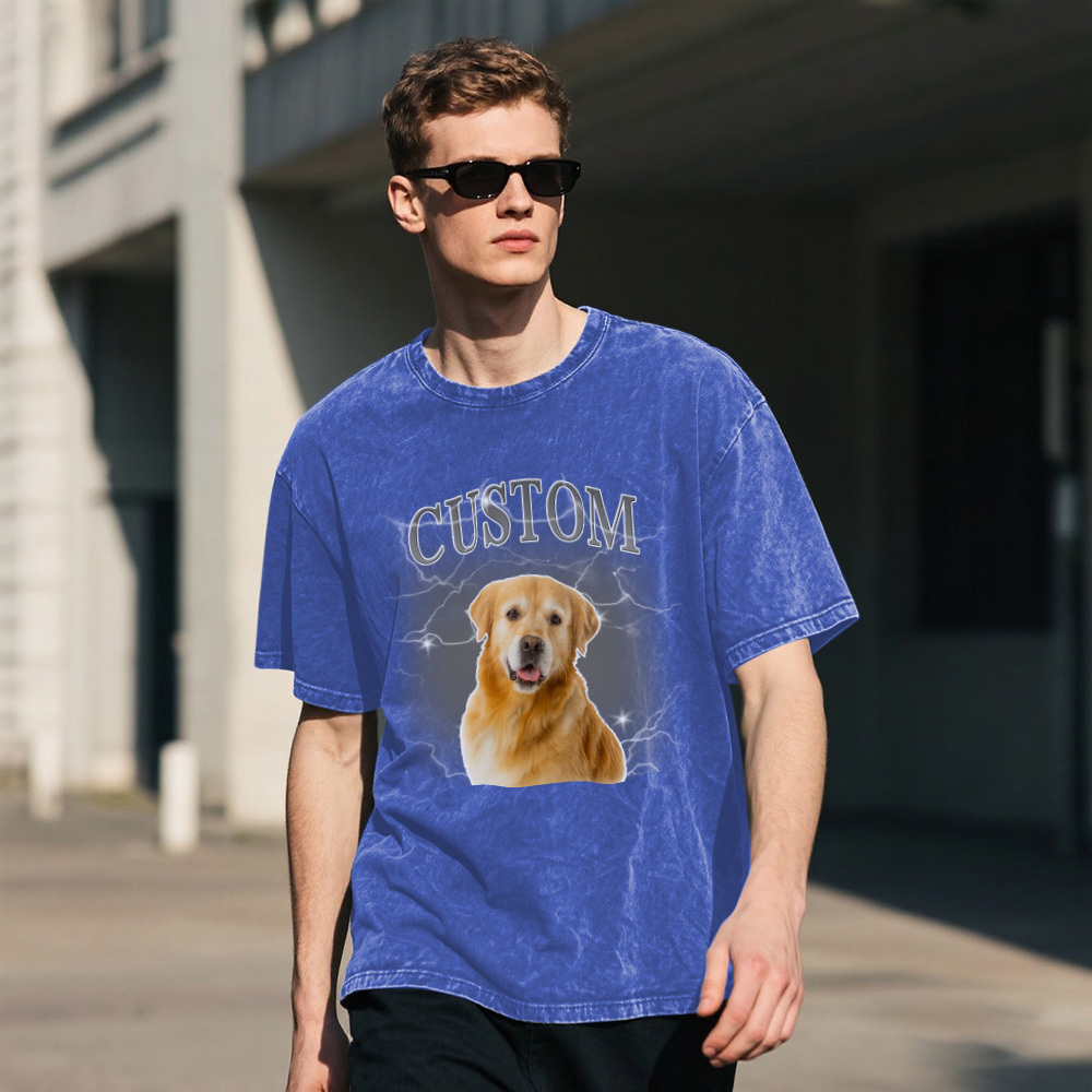 Custom Comfort Colors Vintage Bootleg Pet Shirt Pet Photo Name Custom Dog Portrait Personalized Shirt Custom T Shirts Cat Shirt 90's Tee - MyPhotoSocks