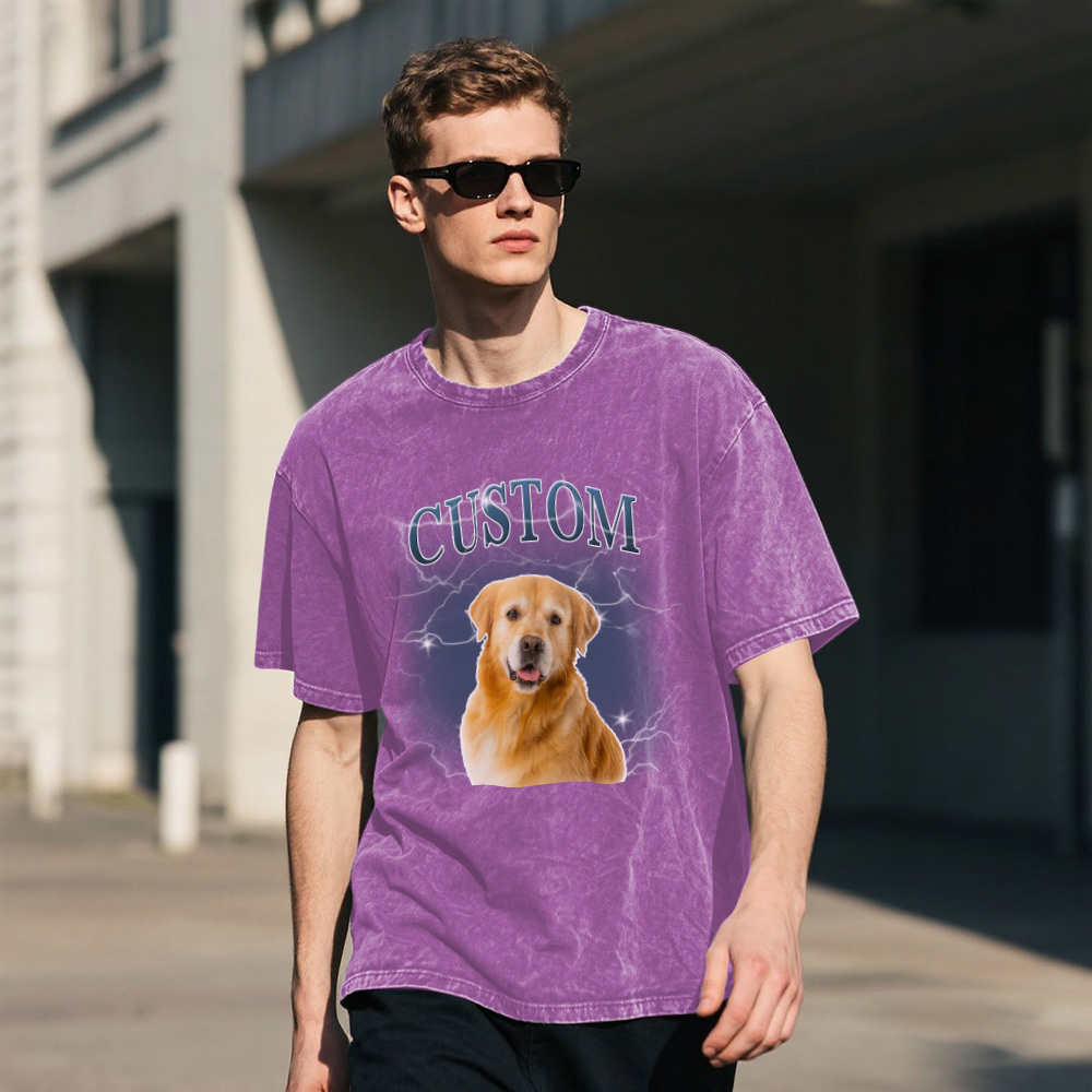 Custom Comfort Colors Vintage Bootleg Pet Shirt Pet Photo Name Custom Dog Portrait Personalized Shirt Custom T Shirts Cat Shirt 90's Tee - MyPhotoSocks