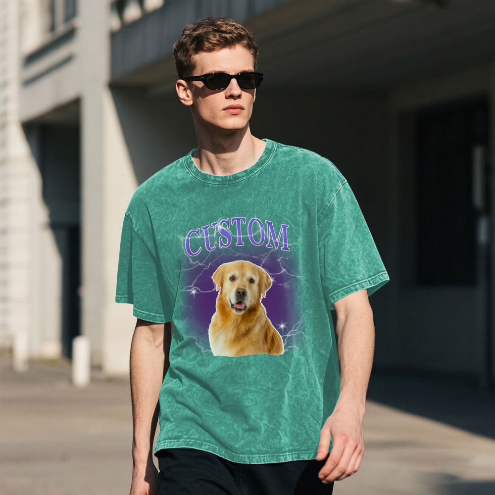 Custom Comfort Colors Vintage Bootleg Pet Shirt Pet Photo Name Custom Dog Portrait Personalized Shirt Custom T Shirts Cat Shirt 90's Tee - MyPhotoSocks