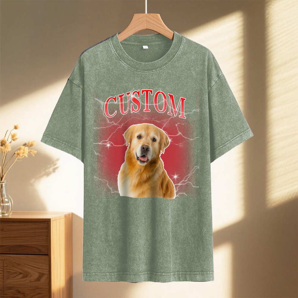 Custom Comfort Colors Vintage Bootleg Pet Shirt Pet Photo Name Custom Dog Portrait Personalized Shirt Custom T Shirts Cat Shirt 90's Tee - MyPhotoSocks