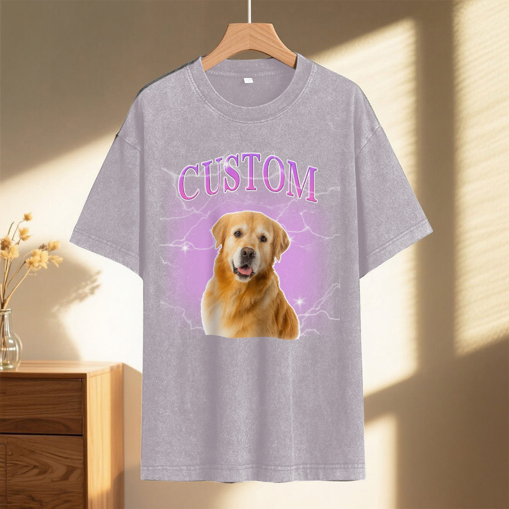 Custom Comfort Colors Vintage Bootleg Pet Shirt Pet Photo Name Custom Dog Portrait Personalized Shirt Custom T Shirts Cat Shirt 90's Tee - MyPhotoSocks