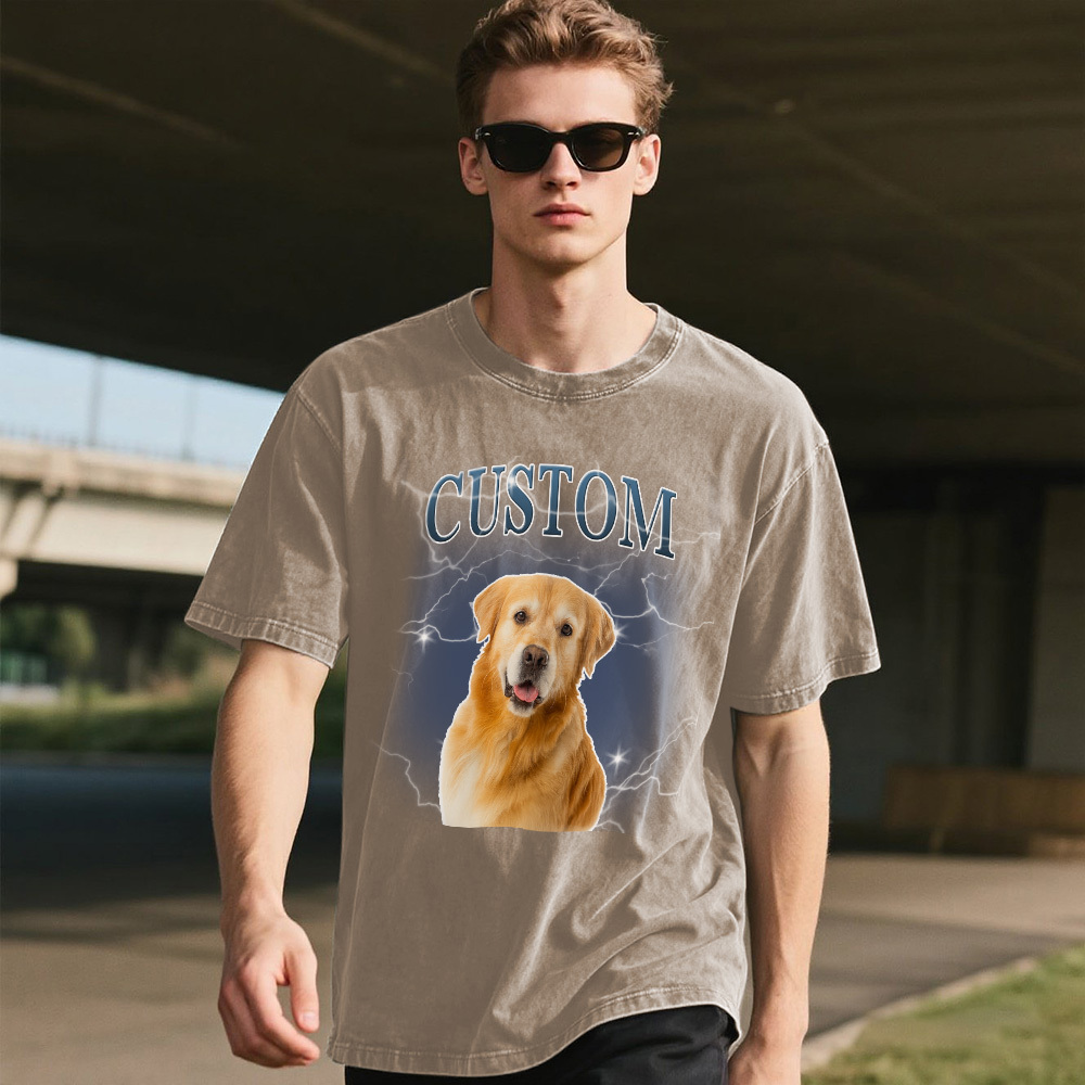 Custom Comfort Colors Vintage Bootleg Pet Shirt Pet Photo Name Custom Dog Portrait Personalized Shirt Custom T Shirts Cat Shirt 90's Tee - MyPhotoSocks