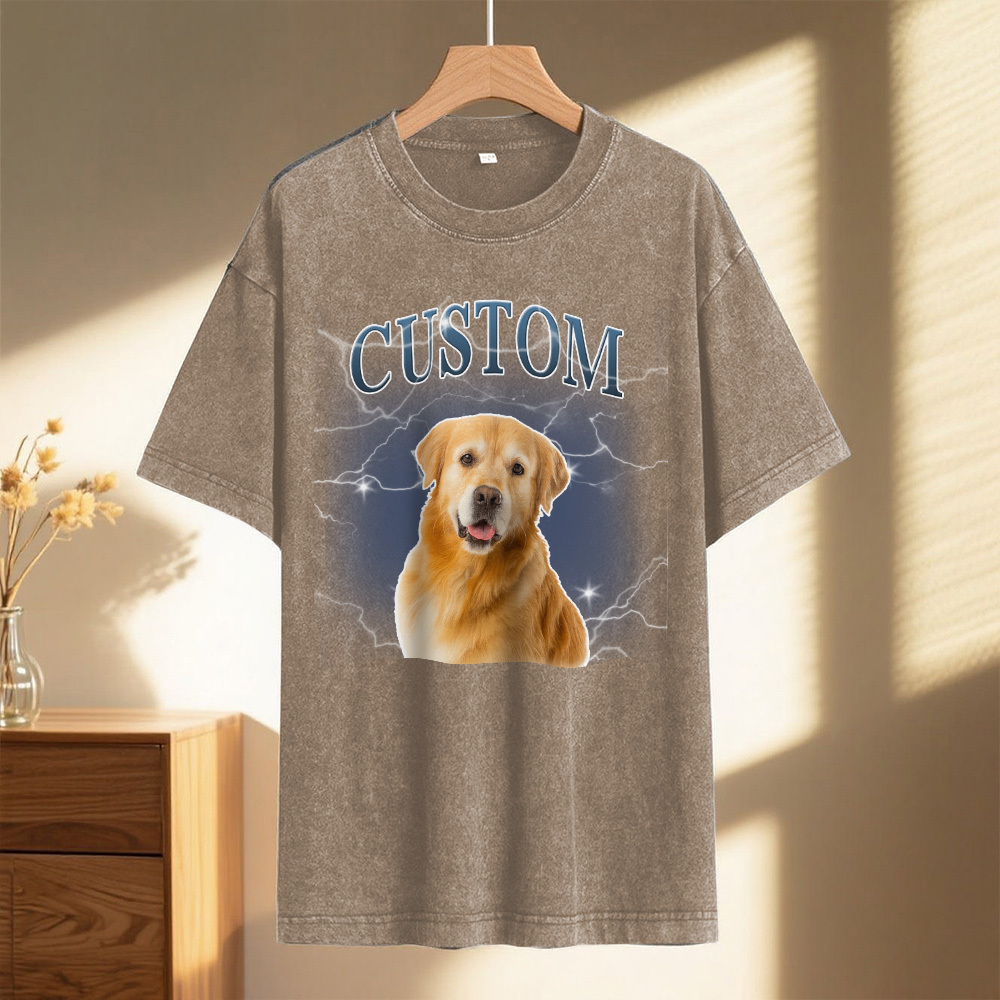 Custom Comfort Colors Vintage Bootleg Pet Shirt Pet Photo Name Custom Dog Portrait Personalized Shirt Custom T Shirts Cat Shirt 90's Tee - MyPhotoSocks