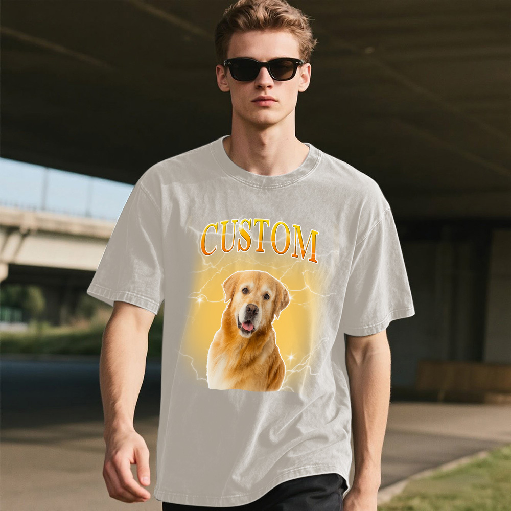 Custom Comfort Colors Vintage Bootleg Pet Shirt Pet Photo Name Custom Dog Portrait Personalized Shirt Custom T Shirts Cat Shirt 90's Tee - MyPhotoSocks