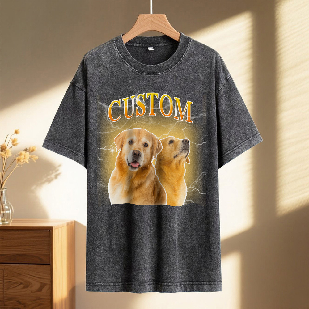 Custom Comfort Colors Vintage Bootleg Pet Shirt Pet Photo Name Custom Dog Portrait Personalized Shirt Custom T Shirts Cat Shirt 90's Tee - MyPhotoSocks