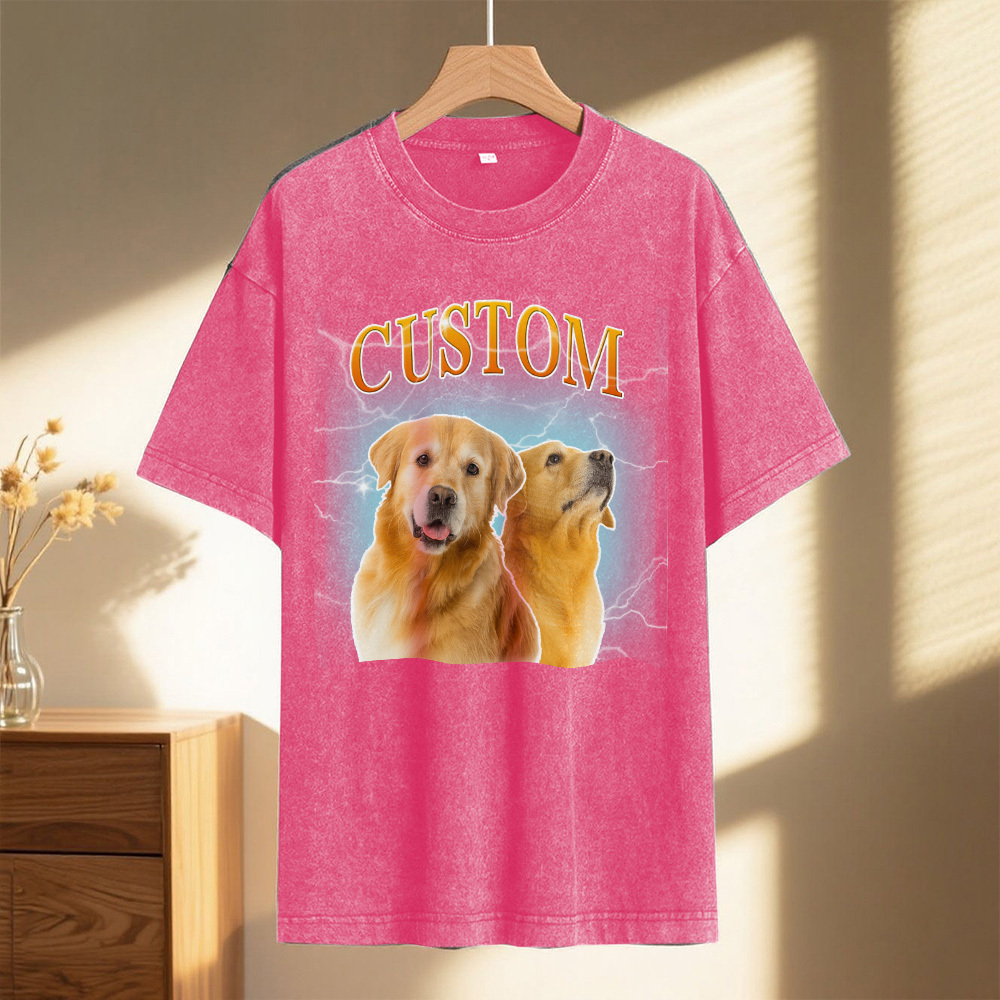 Custom Comfort Colors Vintage Bootleg Pet Shirt Pet Photo Name Custom Dog Portrait Personalized Shirt Custom T Shirts Cat Shirt 90's Tee - MyPhotoSocks