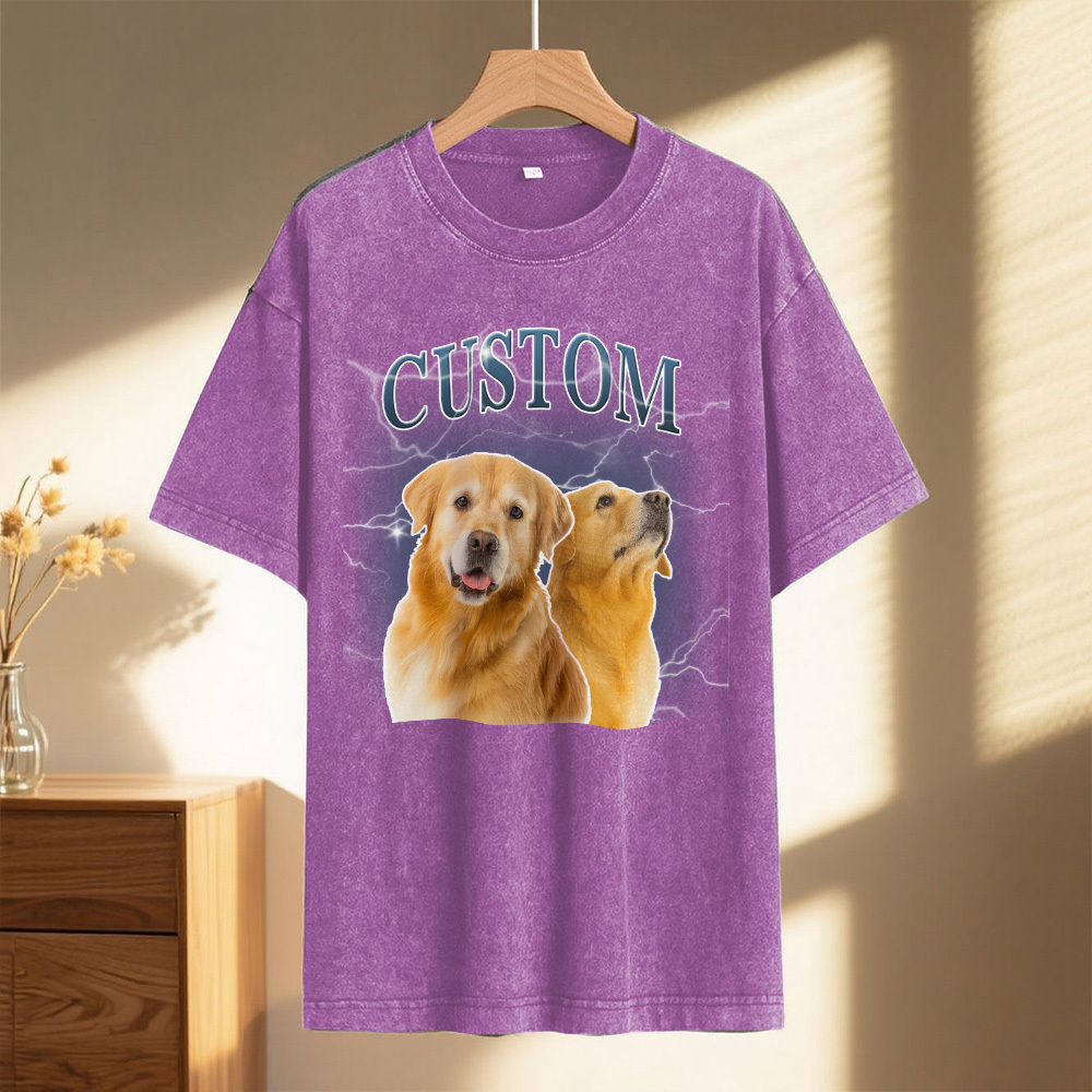 Custom Comfort Colors Vintage Bootleg Pet Shirt Pet Photo Name Custom Dog Portrait Personalized Shirt Custom T Shirts Cat Shirt 90's Tee - MyPhotoSocks