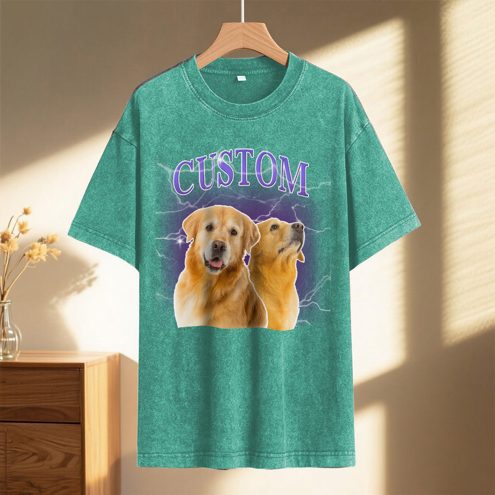 Custom Comfort Colors Vintage Bootleg Pet Shirt Pet Photo Name Custom Dog Portrait Personalized Shirt Custom T Shirts Cat Shirt 90's Tee - MyPhotoSocks