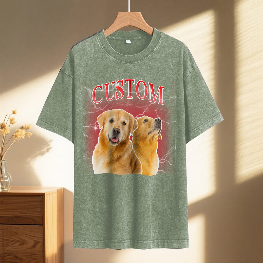 Custom Comfort Colors Vintage Bootleg Pet Shirt Pet Photo Name Custom Dog Portrait Personalized Shirt Custom T Shirts Cat Shirt 90's Tee - MyPhotoSocks