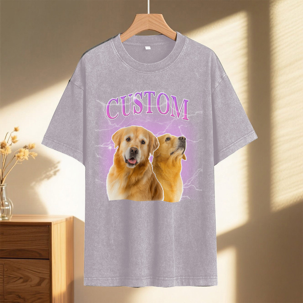Custom Comfort Colors Vintage Bootleg Pet Shirt Pet Photo Name Custom Dog Portrait Personalized Shirt Custom T Shirts Cat Shirt 90's Tee - MyPhotoSocks