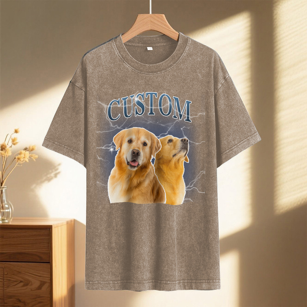 Custom Comfort Colors Vintage Bootleg Pet Shirt Pet Photo Name Custom Dog Portrait Personalized Shirt Custom T Shirts Cat Shirt 90's Tee - MyPhotoSocks