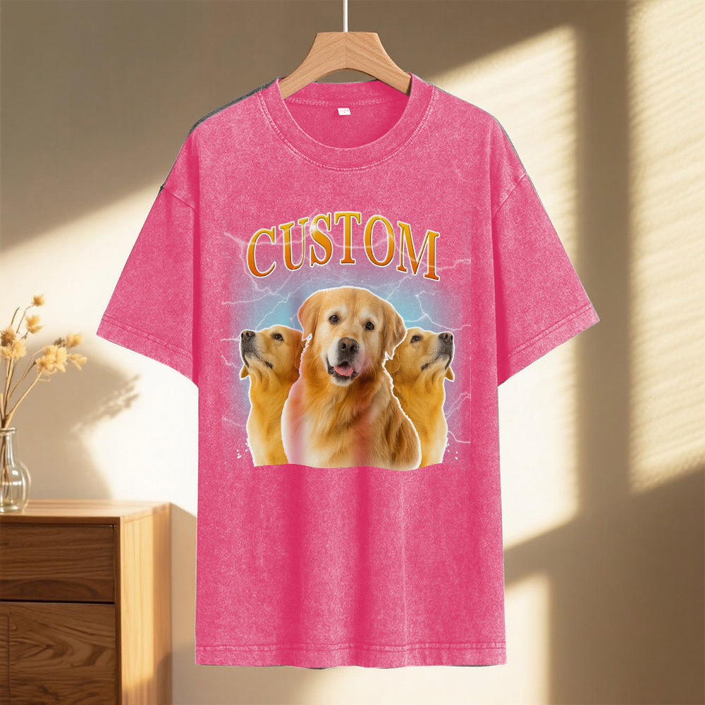 Custom Comfort Colors Vintage Bootleg Pet Shirt Pet Photo Name Custom Dog Portrait Personalized Shirt Custom T Shirts Cat Shirt 90's Tee - MyPhotoSocks