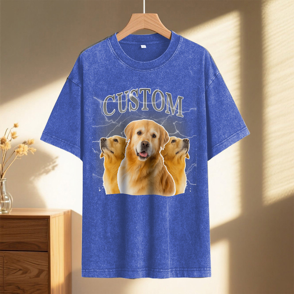 Custom Comfort Colors Vintage Bootleg Pet Shirt Pet Photo Name Custom Dog Portrait Personalized Shirt Custom T Shirts Cat Shirt 90's Tee - MyPhotoSocks